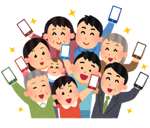 相談会でiPhoneについて疑問が解決した様子のイラスト